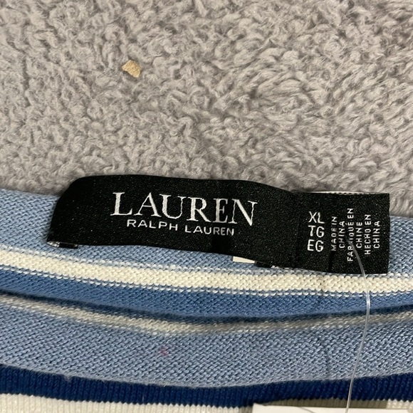NEW Lauren Ralph Lauren Womens XL Striped Off-The-Should Multi color Crop H692 - Picture 5 of 8